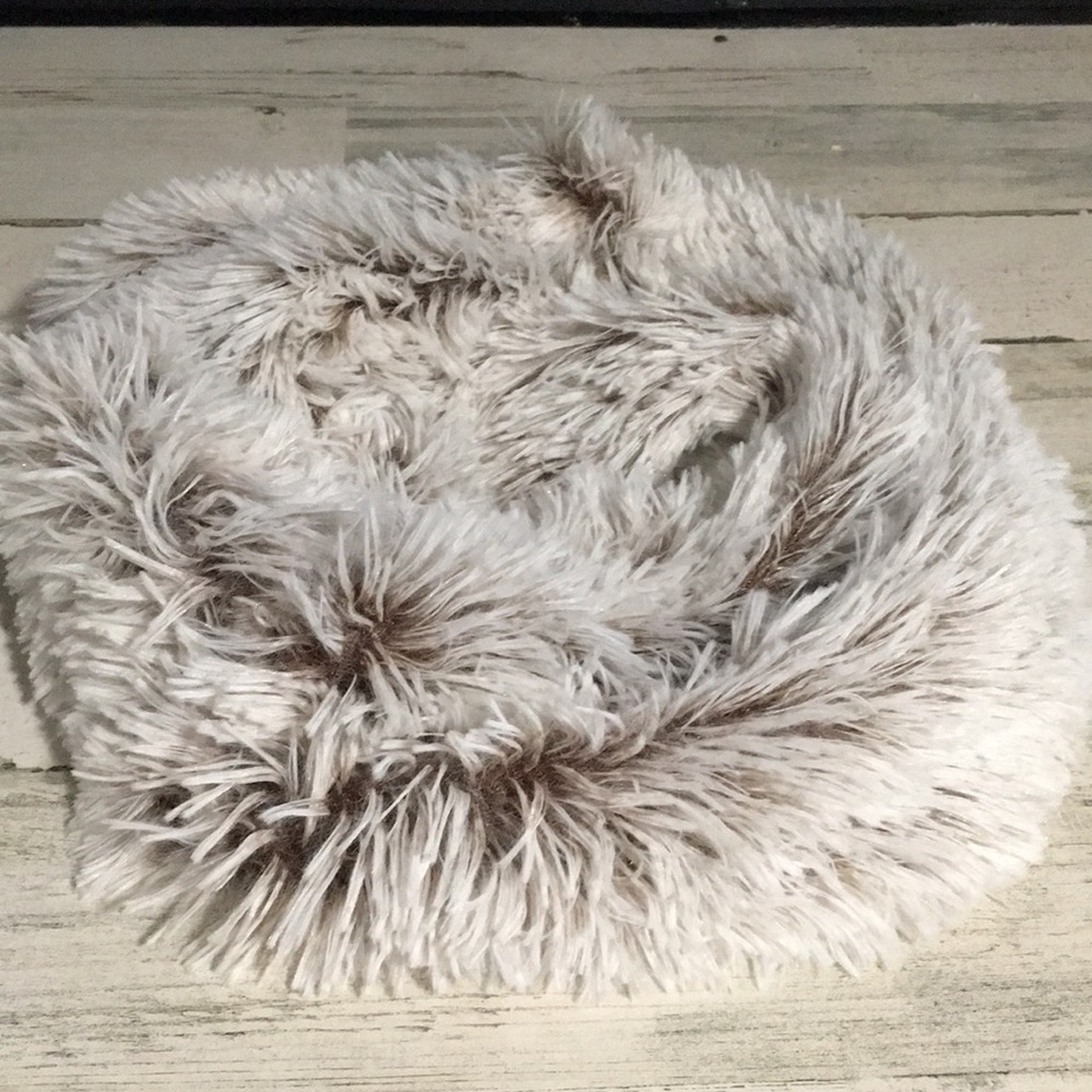 Very soft white brown infinity scarf
